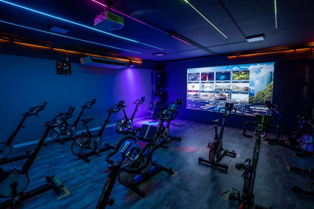 Sala de spinning da Academia em Campinas - Clube Cultura Moderna sala de cycling indoor na Academia Campinas - Clube Cultura.