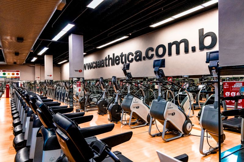Sala de cardio da Academia São Paulo - Morumbi Shopping Sala de cardio com vários equipamentos da Academia São Paulo - Morumbi Shopping.