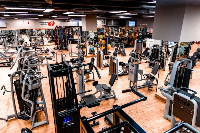 Sala de musculação da Academia São Paulo - Morumbi Shopping Sala de musculação com vários equipamentos da Academia São Paulo - Morumbi Shopping.
